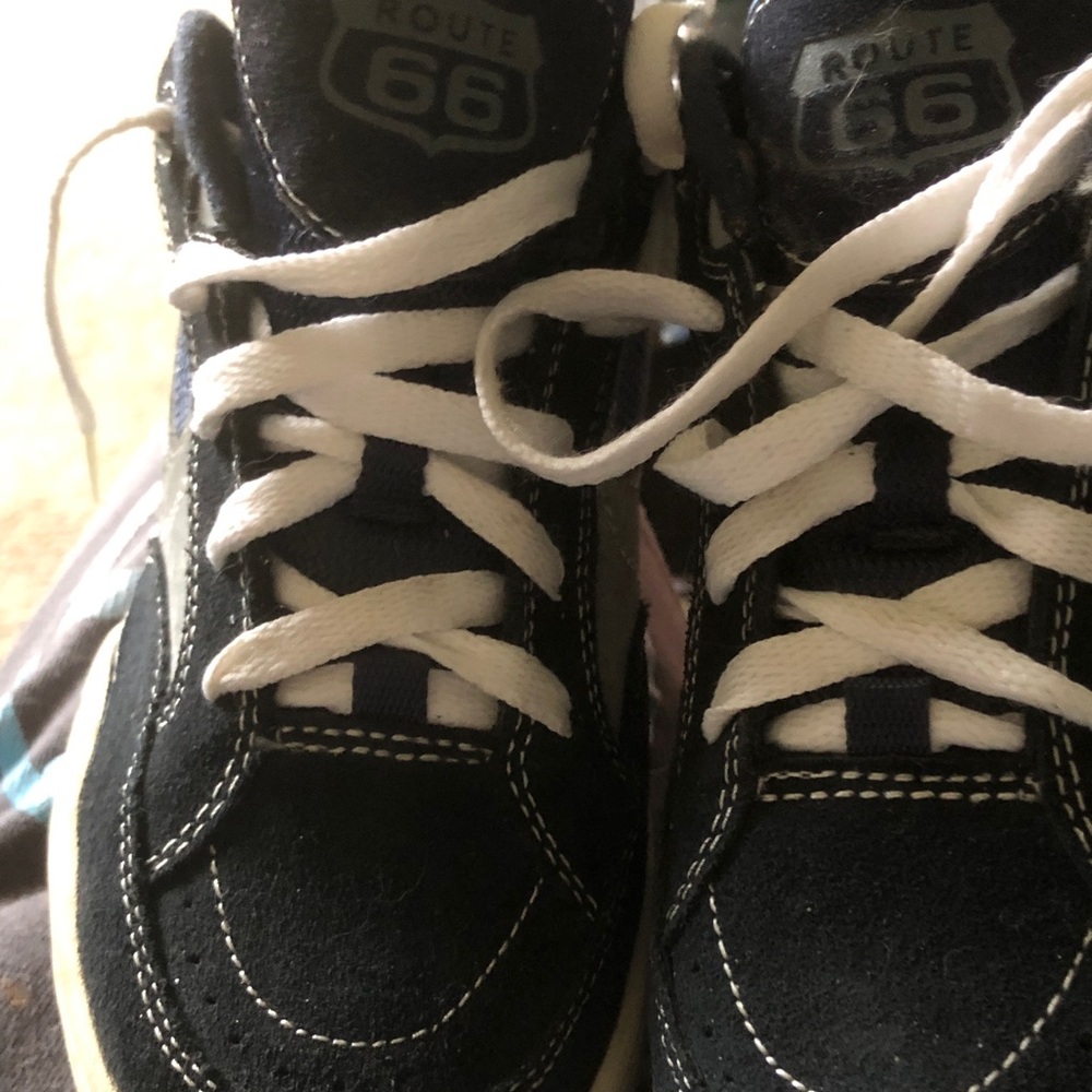 Route 66 Kids Black and White Lace-Up Sneakers with Logo